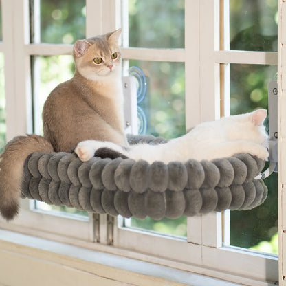 Cat Window Perch, 23*15In Double-Layer Foldable Pet Hammock for Wall with Suckers for Indoor(Medium,Gray)