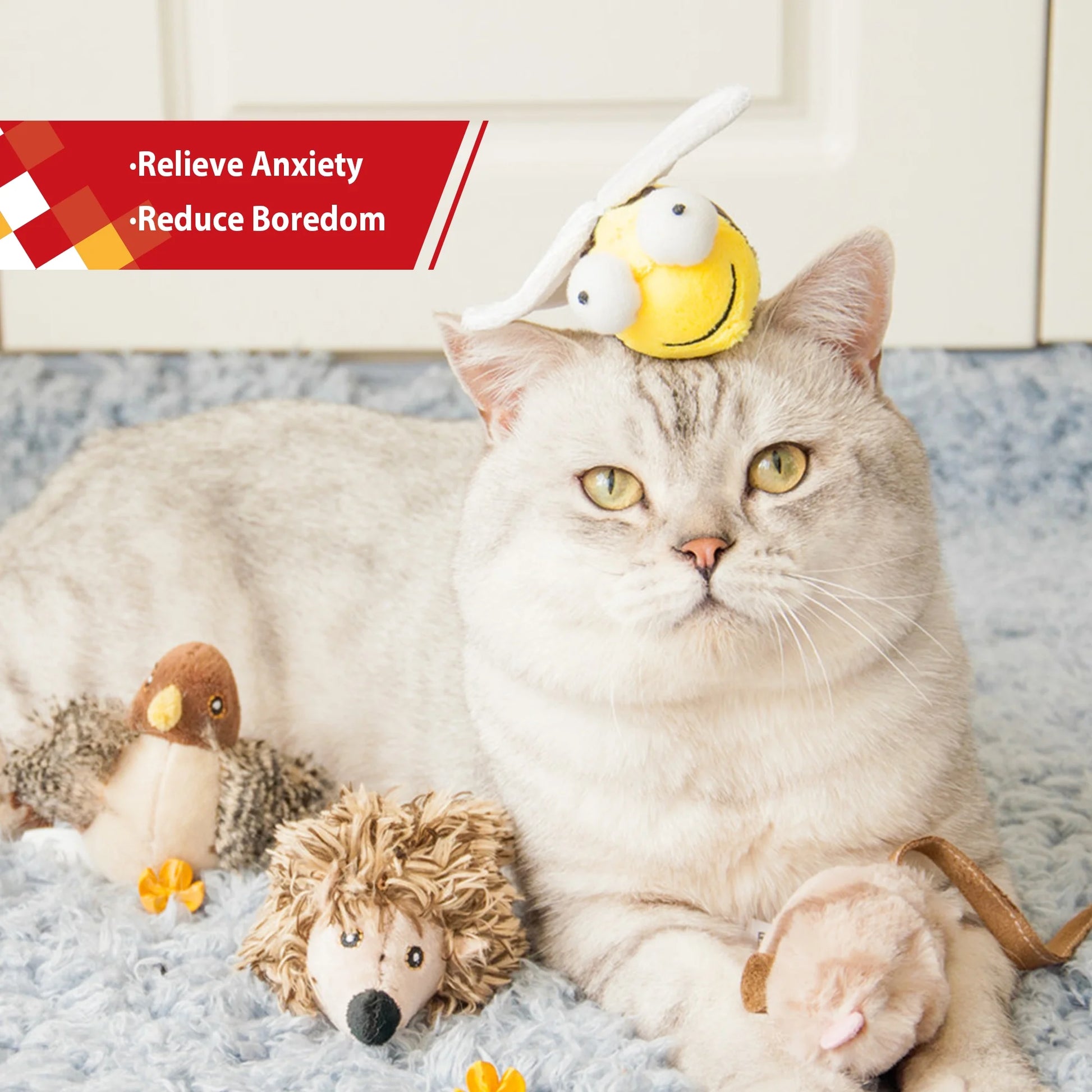 Gigwi Chirpy Bee Sound Toy for Cats, Interactive Squeaking Cat Toys Melody Chaser Play and Squeak Kitten Toy for Boredom