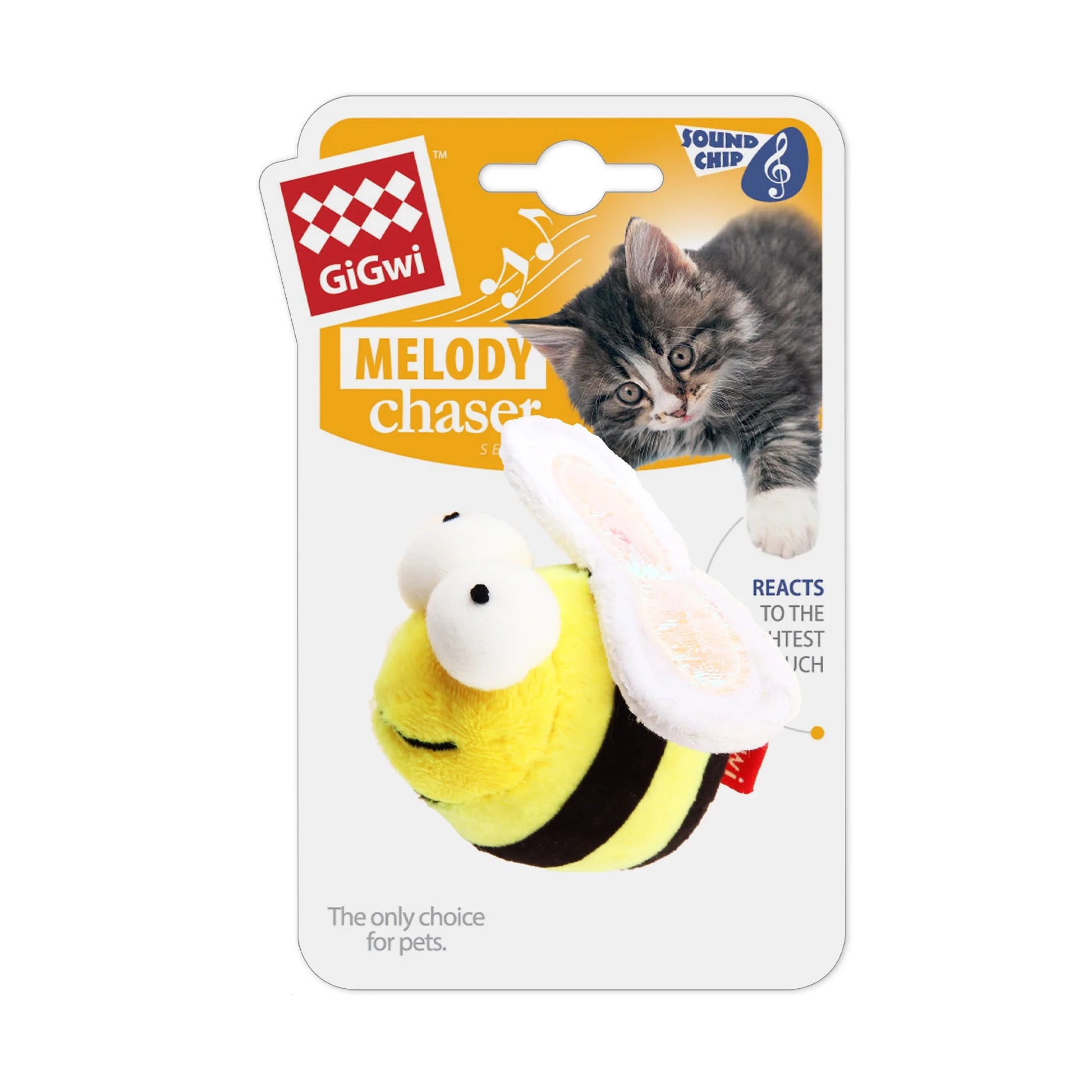 Gigwi Chirpy Bee Sound Toy for Cats, Interactive Squeaking Cat Toys Melody Chaser Play and Squeak Kitten Toy for Boredom