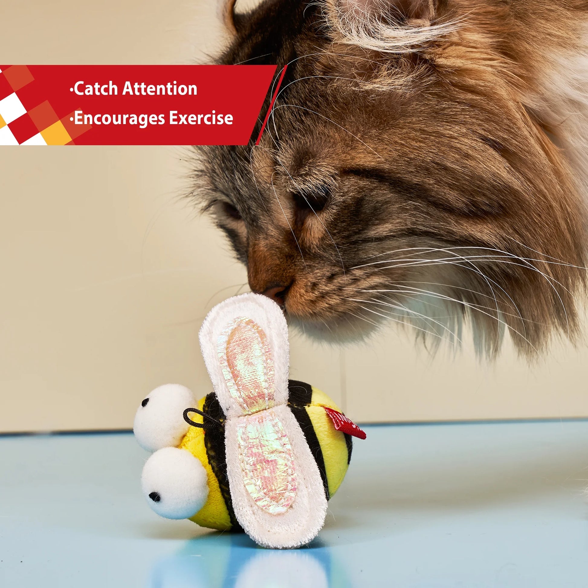Gigwi Chirpy Bee Sound Toy for Cats, Interactive Squeaking Cat Toys Melody Chaser Play and Squeak Kitten Toy for Boredom