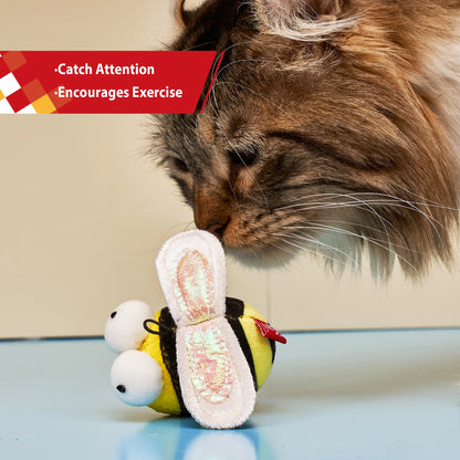Gigwi Chirpy Bee Sound Toy for Cats, Interactive Squeaking Cat Toys Melody Chaser Play and Squeak Kitten Toy for Boredom