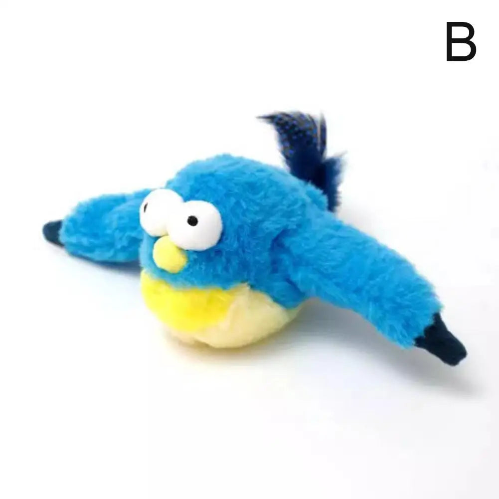 Cat Interactive Toy Chirping Bird , Rechargeable Interactive Flapping Chirping Bird Cat Toy, Bird Catnip Touch-Activated Toys