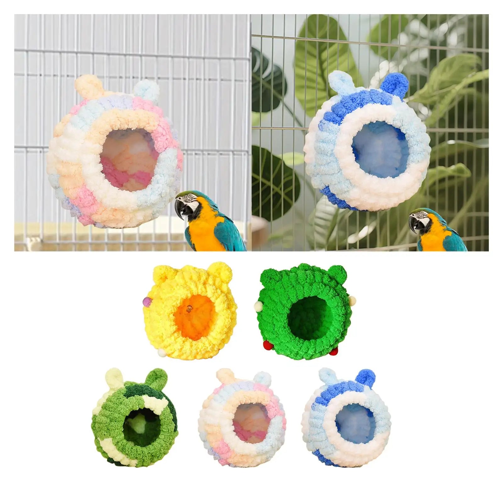 Cozy Bird Hideaway Bed Winter Hammock Yarn Cage Accessory for Parakeets Budgies Lovebirds Canaries