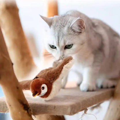 Cat Interactive Toy Chirping Bird , Rechargeable Interactive Flapping Chirping Bird Cat Toy, Bird Catnip Touch-Activated Toys