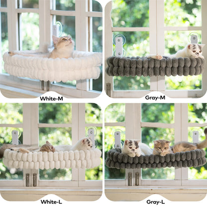 Cat Window Perch, 23*15In Double-Layer Foldable Pet Hammock for Wall with Suckers for Indoor(Medium,Gray)