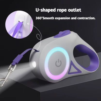 GlowPaw LED FlexiLeash – Light-Up Retractable Leash for Pets of All Sizes