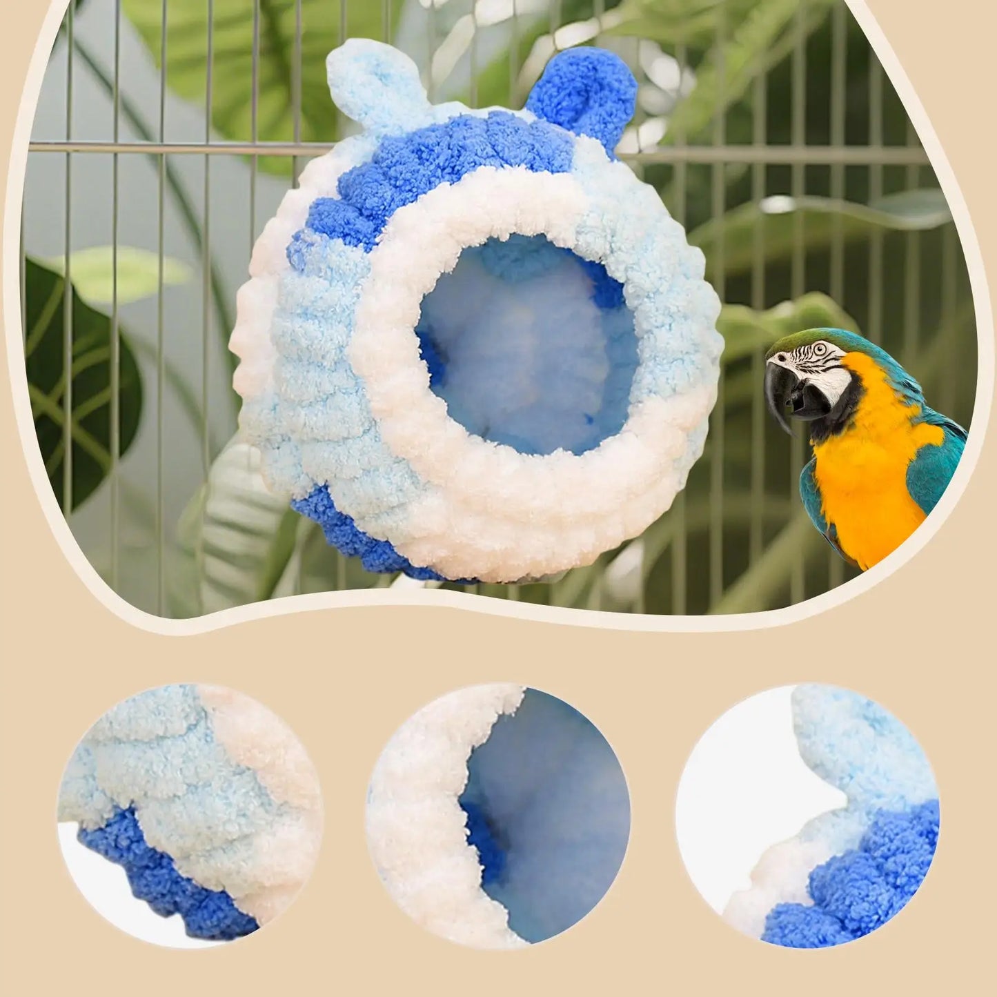 Cozy Bird Hideaway Bed Winter Hammock Yarn Cage Accessory for Parakeets Budgies Lovebirds Canaries