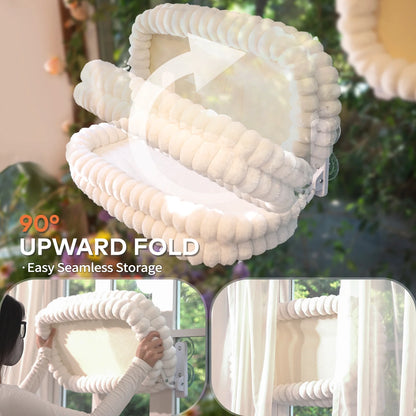 Cat Window Perch, 23*15In Double-Layer Foldable Pet Hammock for Wall with Suckers for Indoor(Medium,Gray)