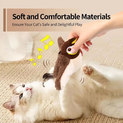 Cat Interactive Toy Chirping Bird , Rechargeable Interactive Flapping Chirping Bird Cat Toy, Bird Catnip Touch-Activated Toys