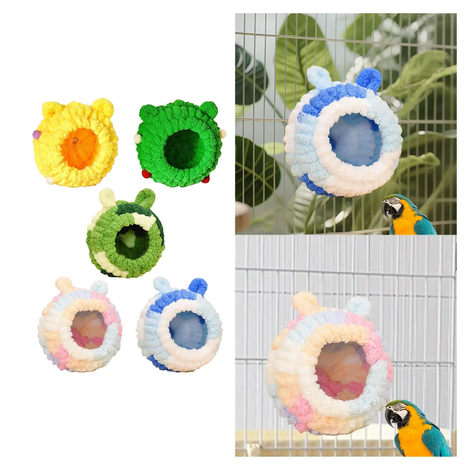 Cozy Bird Hideaway Bed Winter Hammock Yarn Cage Accessory for Parakeets Budgies Lovebirds Canaries