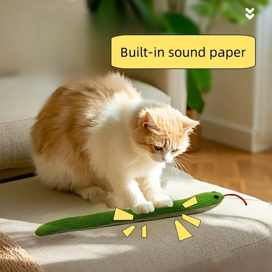 Cat Toy Snake, 1 Piece Crinkle Sound Toy Soft Linen, Interactive Kitten Exercise Kicking Toy Suitable for Indoor Cats 16.5Inch (Approx. 42Cm) Suitable for All Breeds